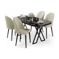 Set mobilă pentru bucătărie Hanah Home Kaye Black Marble Cream imaginea #2 — magazin online Desire.md