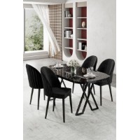 Set mobilă pentru bucătărie Hanah Home Kaye Black Marble Black