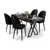 Set mobilă pentru bucătărie Hanah Home Kaye Black Marble Black imaginea #2 — magazin online Desire.md
