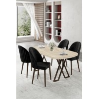 Set mobilă pentru bucătărie Hanah Home Kaye Travertine Black