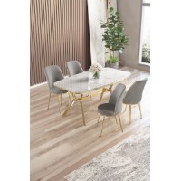 Set mobilă pentru bucătărie Hanah Home Lena White Marble Gold Grey