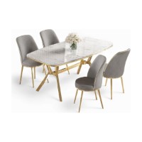 Set mobilă pentru bucătărie Hanah Home Lena White Marble Gold Grey imaginea #2 — magazin online Desire.md