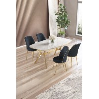 Set mobilă pentru bucătărie Hanah Home Lena White Marble Gold Anthracite