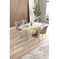Set mobilă pentru bucătărie Hanah Home Lena White Marble Gold Cappuccino