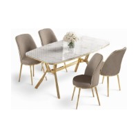 Set mobilă pentru bucătărie Hanah Home Lena White Marble Gold Cappuccino imaginea #2 — magazin online Desire.md