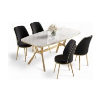 Set mobilă pentru bucătărie Hanah Home Lena White Marble Gold Black imaginea #2 — magazin online Desire.md