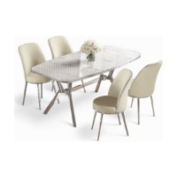 Set mobilă pentru bucătărie Hanah Home Lena White Marble Chrome Cream imaginea #2 — magazin online Desire.md