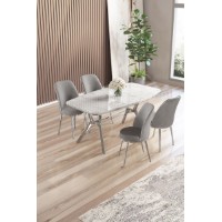 Set mobilă pentru bucătărie Hanah Home Lena White Marble Chrome Grey