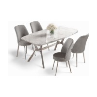 Set mobilă pentru bucătărie Hanah Home Lena White Marble Chrome Grey imaginea #2 — magazin online Desire.md
