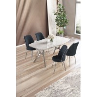 Set mobilă pentru bucătărie Hanah Home Lena White Marble Chrome Anthracite