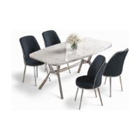 Set mobilă pentru bucătărie Hanah Home Lena White Marble Chrome Anthracite imaginea #2 — magazin online Desire.md