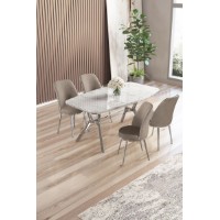 Set mobilă pentru bucătărie Hanah Home Lena White Marble Chrome Cappuccino