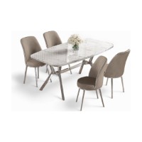 Set mobilă pentru bucătărie Hanah Home Lena White Marble Chrome Cappuccino imaginea #2 — magazin online Desire.md