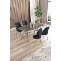 Set mobilă pentru bucătărie Hanah Home Lena Anthracite Chrome