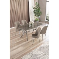 Set mobilă pentru bucătărie Hanah Home Lena Anthracite Chrome Cappuccino
