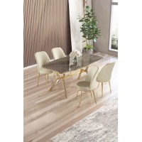 Set mobilă pentru bucătărie Hanah Home Lena Anthracite Gold Cream