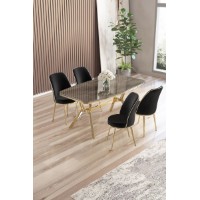 Set mobilă pentru bucătărie Hanah Home Lena Anthracite Gold Black