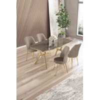 Set mobilă pentru bucătărie Hanah Home Lena Anthracite Gold Cappuccino