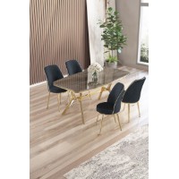 Set mobilă pentru bucătărie Hanah Home Lena Anthracite Gold