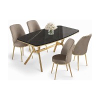 Set mobilă pentru bucătărie Hanah Home Lena Black Marble Gold Cappuccino imaginea #2 — magazin online Desire.md