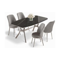 Set mobilă pentru bucătărie Hanah Home Lena Black Marble Chrome Grey imaginea #2 — magazin online Desire.md
