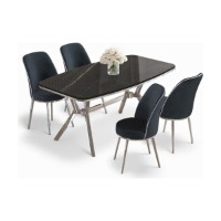Set mobilă pentru bucătărie Hanah Home Lena Black Marble Chrome Anthracite imaginea #2 — magazin online Desire.md