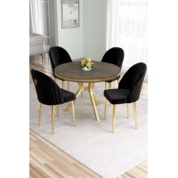 Set mobilă pentru bucătărie Hanah Home Mos Anthracite Gold Black