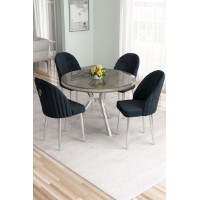 Set mobilă pentru bucătărie Hanah Home Mos Anthracite Chrome