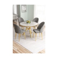 Set mobilă pentru bucătărie Hanah Home Mos White Marble Gold Grey
