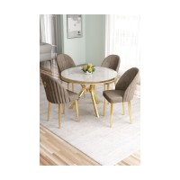 Set mobilă pentru bucătărie Hanah Home Mos White Marble Gold Cappuccino