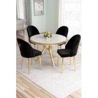 Set mobilă pentru bucătărie Hanah Home Mos White Marble Gold Black
