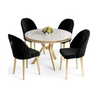 Set mobilă pentru bucătărie Hanah Home Mos White Marble Gold Black imaginea #2 — magazin online Desire.md