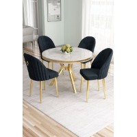 Set mobilă pentru bucătărie Hanah Home Mos White Marble Gold Anthracite