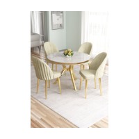 Set mobilă pentru bucătărie Hanah Home Mos White Marble Gold Cream