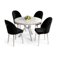 Set mobilă pentru bucătărie Hanah Home Mos White Marble Chrome Black imaginea #2 — magazin online Desire.md