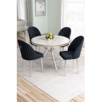 Set mobilă pentru bucătărie Hanah Home Mos White Marble Chrome Anthracite