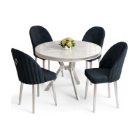 Set mobilă pentru bucătărie Hanah Home Mos White Marble Chrome Anthracite imaginea #2 — magazin online Desire.md