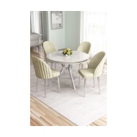 Set mobilă pentru bucătărie Hanah Home Mos White Marble Chrome Cream