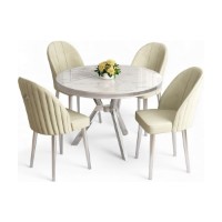 Set mobilă pentru bucătărie Hanah Home Mos White Marble Chrome Cream imaginea #2 — magazin online Desire.md
