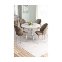 Set mobilă pentru bucătărie Hanah Home Mos White Marble Chrome Cappuccino