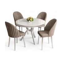 Set mobilă pentru bucătărie Hanah Home Mos White Marble Chrome Cappuccino imaginea #2 — magazin online Desire.md