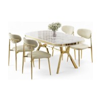 Set mobilă pentru bucătărie Hanah Home Olya White Marble Gold Cream imaginea #2 — magazin online Desire.md