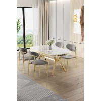 Set mobilă pentru bucătărie Hanah Home Olya White Marble Gold Grey