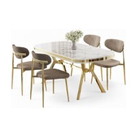 Set mobilă pentru bucătărie Hanah Home Olya White Marble Gold Cappuccino imaginea #2 — magazin online Desire.md
