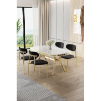 Set mobilă pentru bucătărie Hanah Home Olya White Marble Gold Black