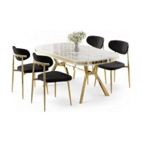 Set mobilă pentru bucătărie Hanah Home Olya White Marble Gold Black imaginea #2 — magazin online Desire.md
