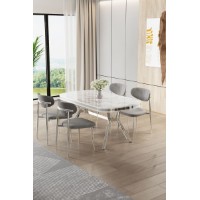 Set mobilă pentru bucătărie Hanah Home Olya White Marble Chrome Grey