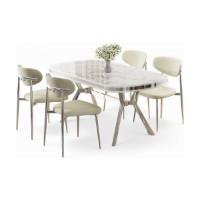 Set mobilă pentru bucătărie Hanah Home Olya White Marble Chrome Cream imaginea #2 — magazin online Desire.md