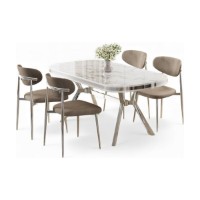 Set mobilă pentru bucătărie Hanah Home Olya White Marble Chrome Cappuccino imaginea #2 — magazin online Desire.md