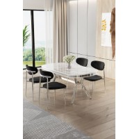 Set mobilă pentru bucătărie Hanah Home Olya White Marble Chrome Black